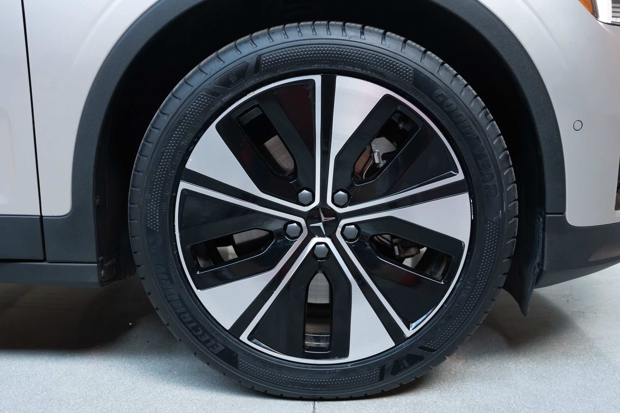 Curb rash on passenger side front wheel