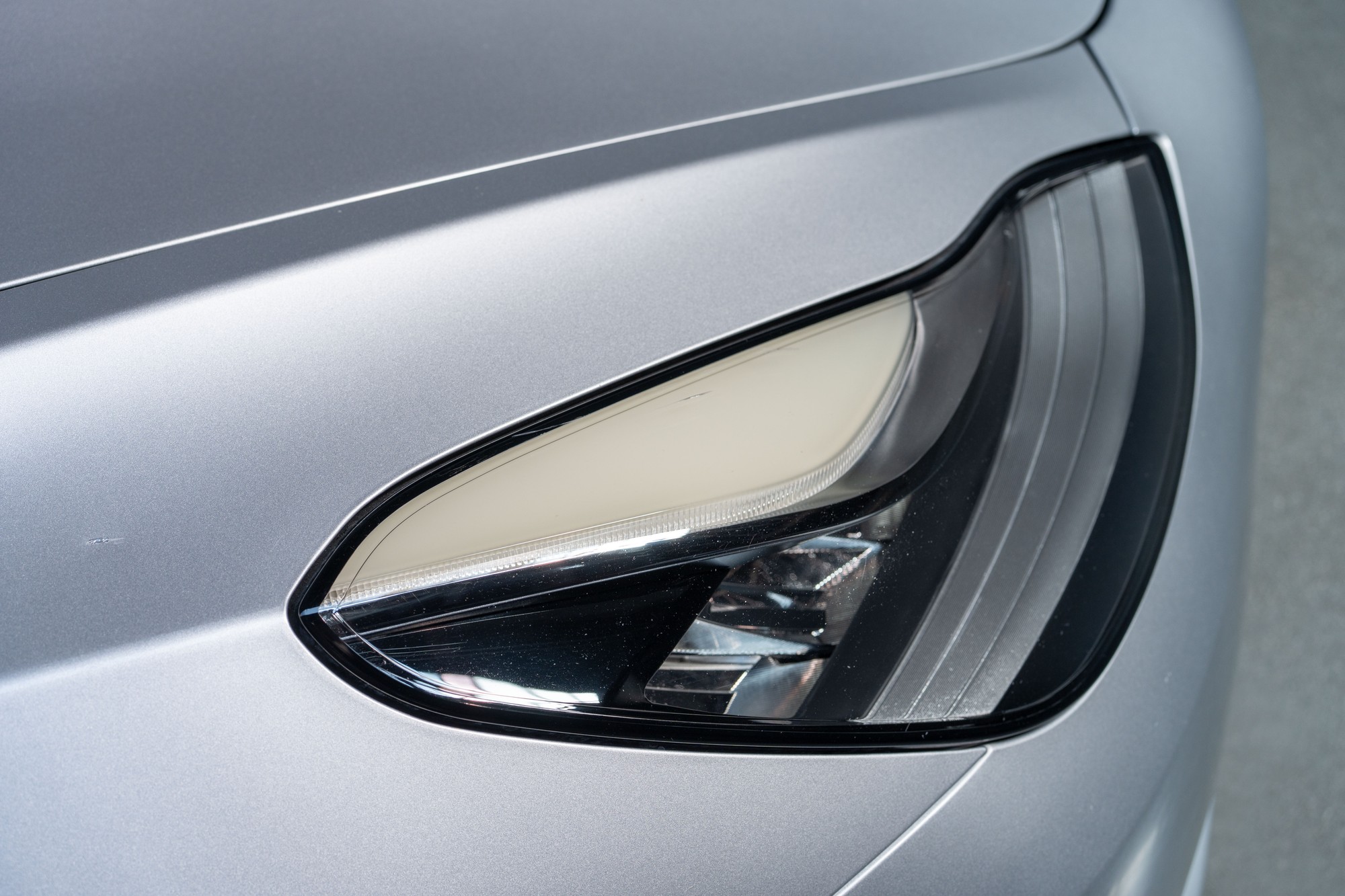 Superficial yellowing around daylight running light lens