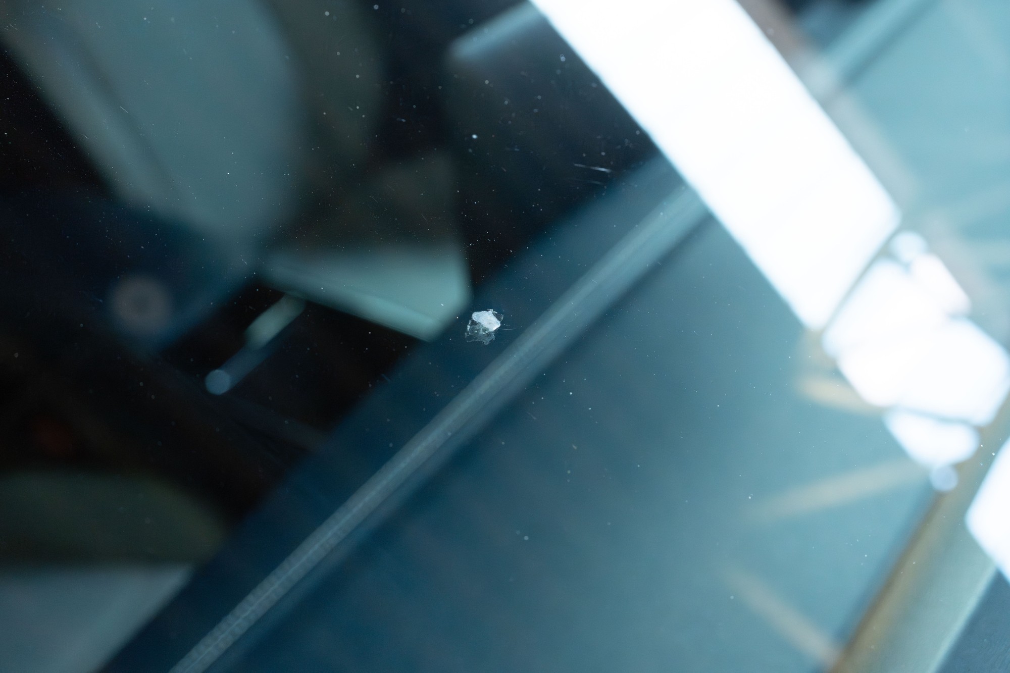 Repaired rock chip on passenger side